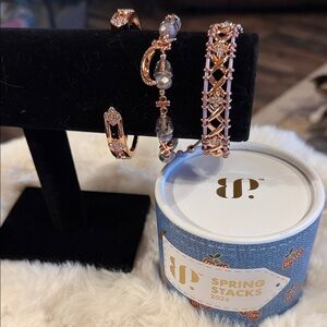 Rose Gold Crystal Stackable Bracelet Set - Spring Stacks